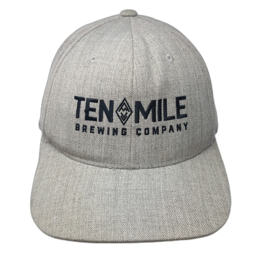 Yupoong Snapback Hat Gray One Size Ten Mile Brewing Company Green Underbrim Wool
